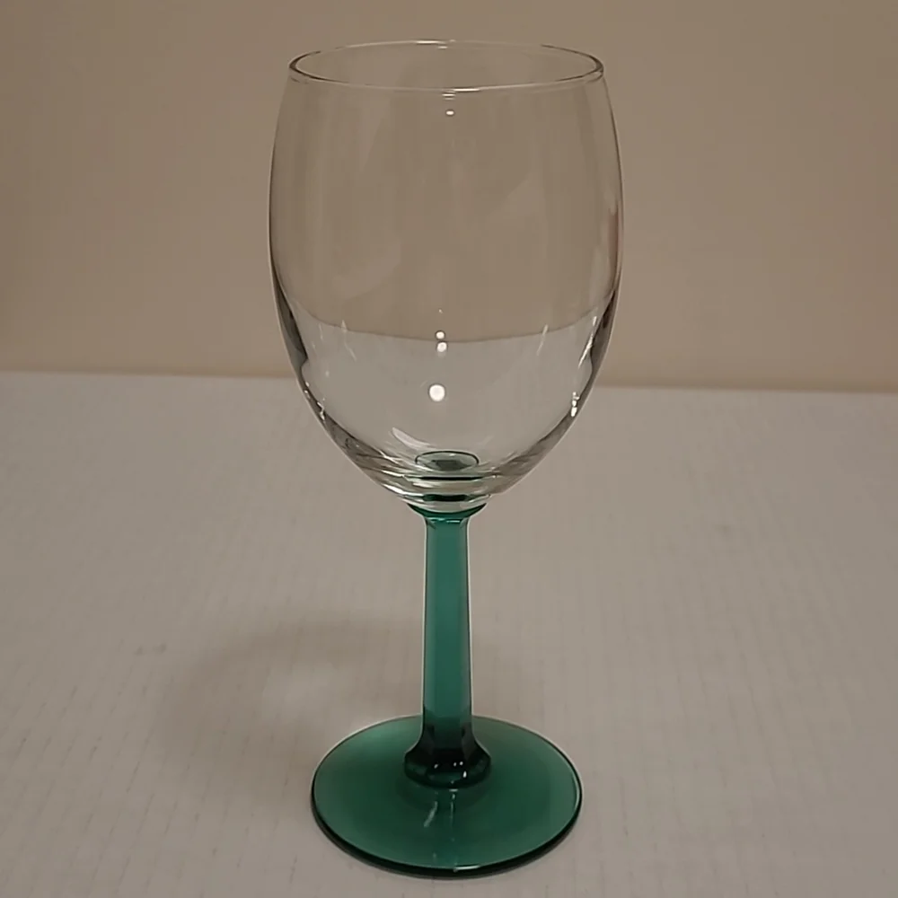 Pair of Vintage Green Stemmed Crystal Wine Glasses